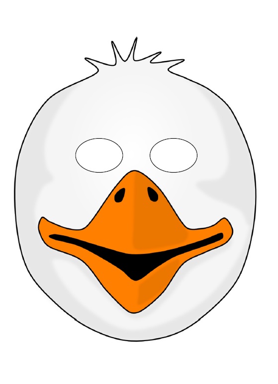 çocuklar için hazır kağıttan ördek maskesi şablonu